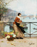 Le marchand de fleurs sur le Pont des Arts à Paris - Victor Gabriel Gilbert — widok dzieła