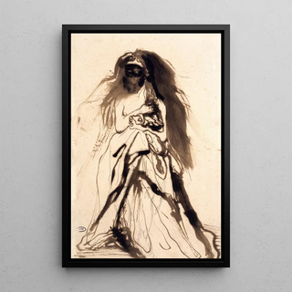 Victor Hugo - Femme masque retenant son manteau.webp