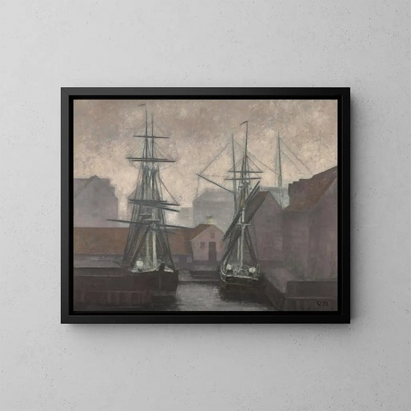 Quai de commerce du Groenland, Christianshavn, Kopenhaga - Vilhelm Hammershøi — oprawiony obraz na ścianie