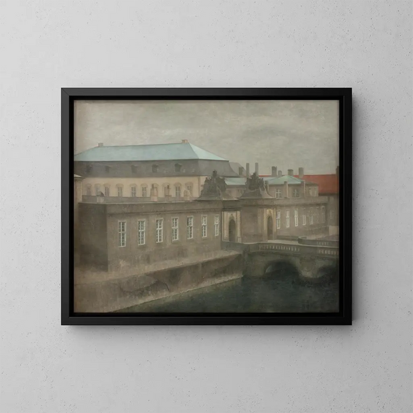 Widok na pałac Christiansborg pod koniec jesieni - Vilhelm Hammershøi — oprawiony obraz na ścianie