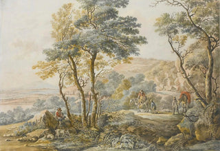 Vincent Jansz van der Vinne - Italianate Landscape With Travellers After Jan Both.webp