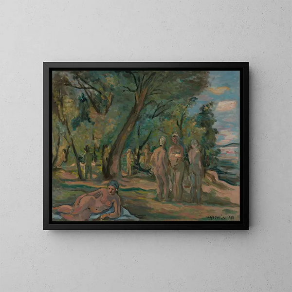 Peintre et modèles - Wacław Wśowicz — oprawiony obraz na ścianie