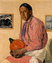 Portret mężczyzny z dynią - Walter Ufer — widok dzieła