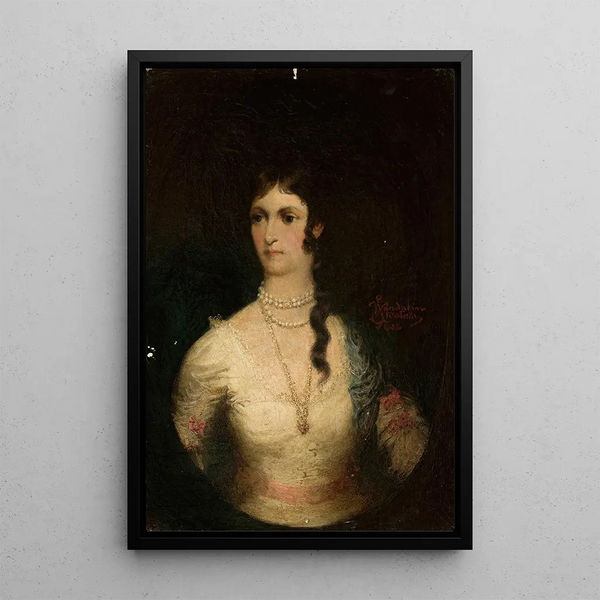 Wandalin Strzaecki - Portrait of a woman in a white dress.webp