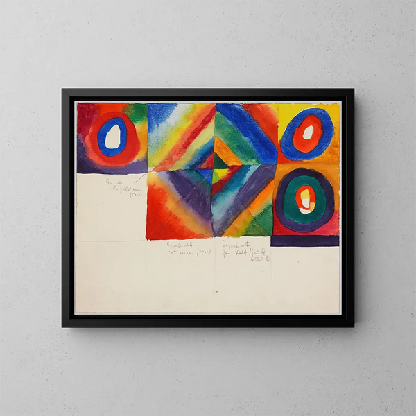 Studium kolorów z informacjami o technice malarskiej - Wassily Kandinsky — oprawiony obraz na ścianie