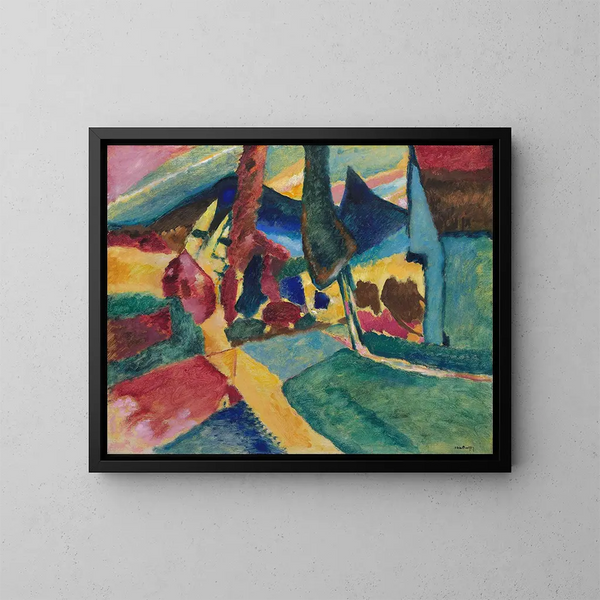 pejzaż z dwoma topolami - Wassily Kandinsky — oprawiony obraz na ścianie