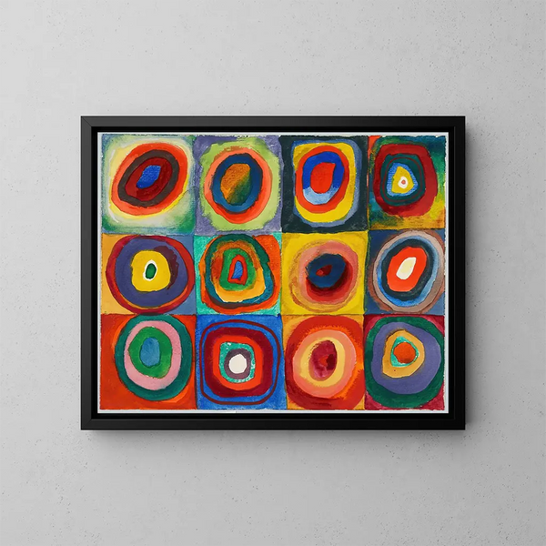 kwadratów z koncentrycznymi kołami - Wassily Kandinsky — oprawiony obraz na ścianie