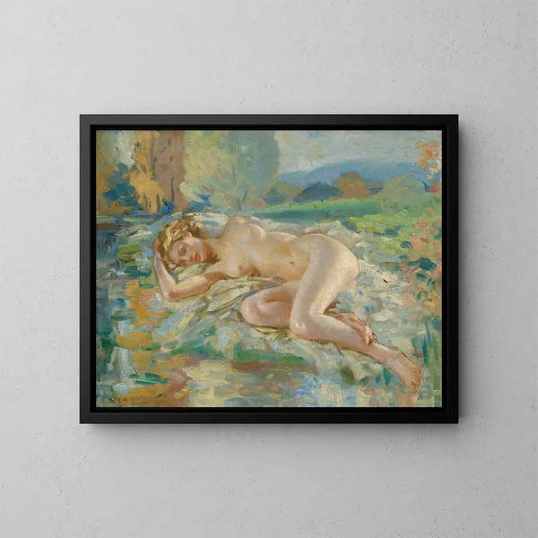 kobiecy nagi w pozycji leżącej - Wilfrid Gabriel de Glehn — oprawiony obraz na ścianie
