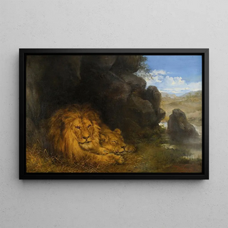 Wilhelm Kuhnert - Two lions in a cave (Case Conflict).webp