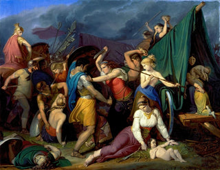 Wilhelm Lindenschmit the Elder - The Women of the Cimbers defending their chariot against the Romans.webp