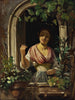 kobiety włoskiej pozdrawiającej z okna, koniec lat 1850 - Wilhelm Marstrand — widok dzieła