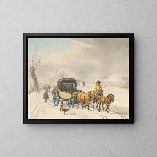 Diligence en hiver - Wilhelm von Kobell — oprawiony obraz na ścianie
