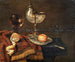 Jedna klementyna w porcelanowym naczyniu, filiżanka nautilus, roemer, dwa kieliszki, nóż, obierany cytryna na zdobionym dywanie, na stole. - Willem Claesz Heda — widok dzieła