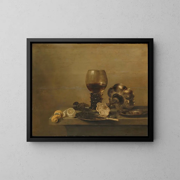 Martwa natura z rozbitym szkłem - Willem Claesz Heda — oprawiony obraz na ścianie