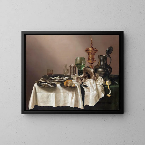 Martwa natura z złotą misą - Willem Claesz Heda — oprawiony obraz na ścianie