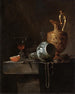 Martwa natura z wazonem z porcelany, dzbankiem i kieliszkami z cyny - Willem Kalf — widok dzieła