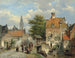 Figures sur un pont au bord d'un canal néerlandais - Willem Koekkoek — widok dzieła
