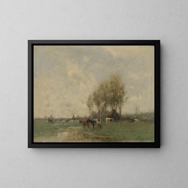 Pastwisko z krowami - Willem Maris — oprawiony obraz na ścianie