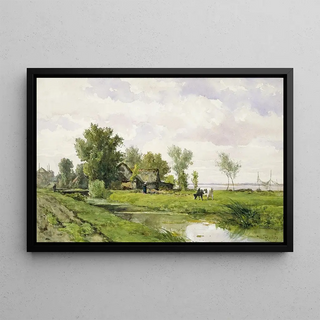Willem Roelofs - Farmhouse by a Ditch.webp