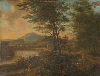 Willem de Heusch - Italian Landscape at Sunset.webp