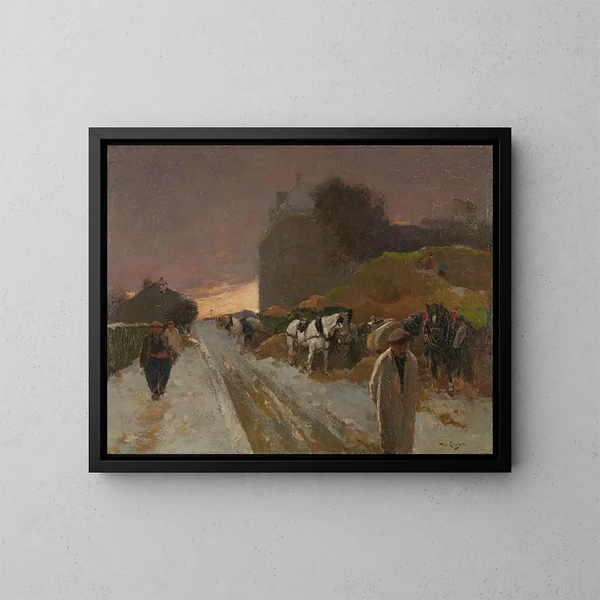 Ulica w Montmartre, Paryż zimą - Willem de Zwart — oprawiony obraz na ścianie
