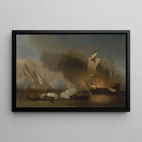 Willem van de Velde the Younger - An Action off the Barbary Coast with Galleys and English Ships.webp