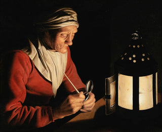 Willem van der Vliet - An old woman by candlelight.webp