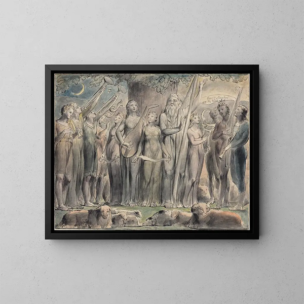 Job i jego rodzina przywróceni do dobrobytu - William Blake — oprawiony obraz na ścianie