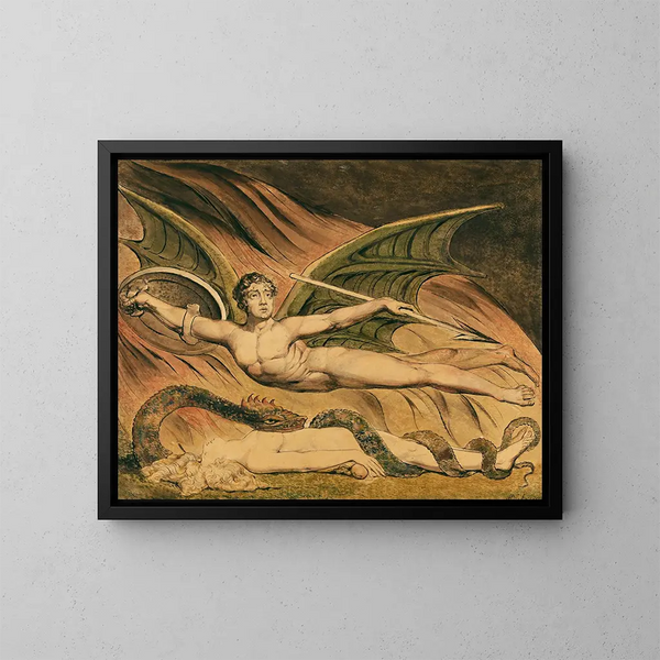 Szatan triumfujący nad Ewą - William Blake — oprawiony obraz na ścianie