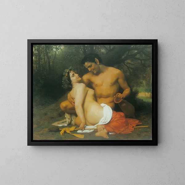 Fauna i Bacchantka - William Bouguereau — oprawiony obraz na ścianie
