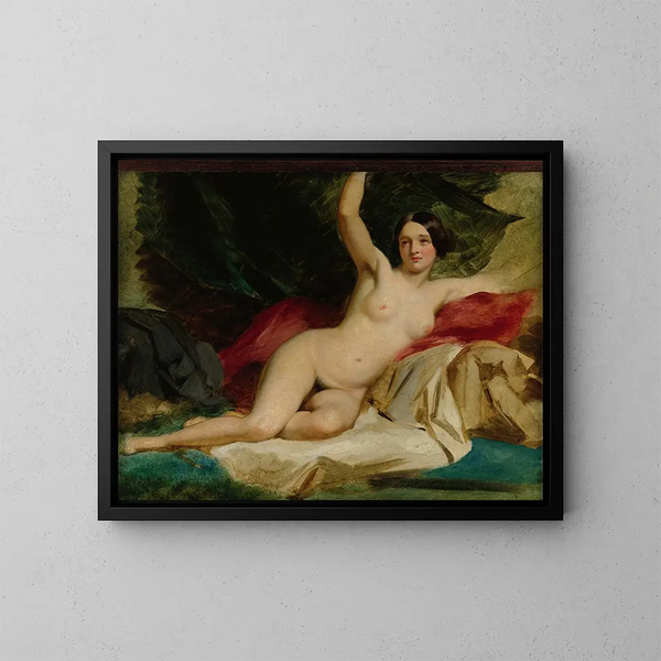 kobiecy nagi w pozycji leżącej - William Etty — oprawiony obraz na ścianie