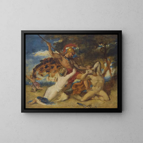 Studium dla walczącej kobiety opowiadającej się za pokonanymi - William Etty — oprawiony obraz na ścianie
