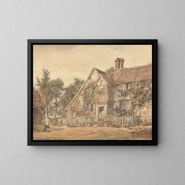 Une ferme - William Henry Hunt — oprawiony obraz na ścianie