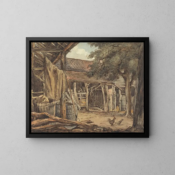 Scena na farmie - William Henry Hunt — oprawiony obraz na ścianie