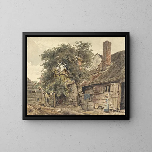 Le jardin d'un cottage - William Henry Hunt — oprawiony obraz na ścianie