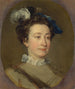 Dziewczyna w kapeluszu z piórami - William Hogarth — widok dzieła