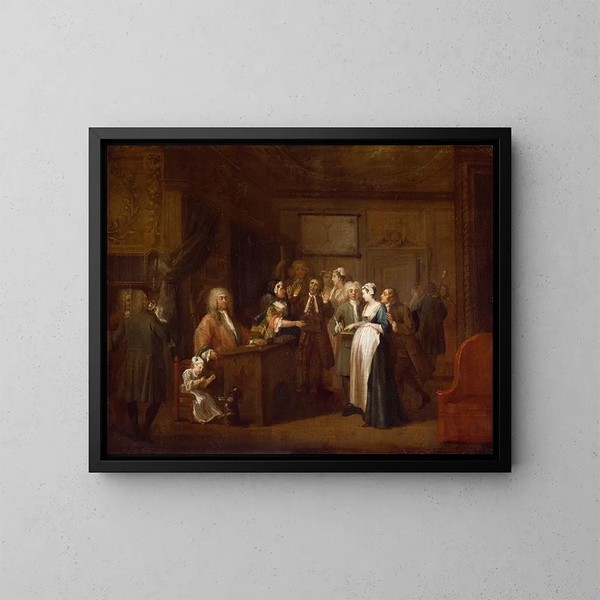 La Dénonciation - William Hogarth — oprawiony obraz na ścianie