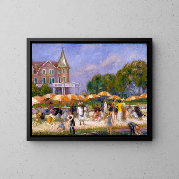 Parasole na plaży w Blue Point - William James Glackens — oprawiony obraz na ścianie