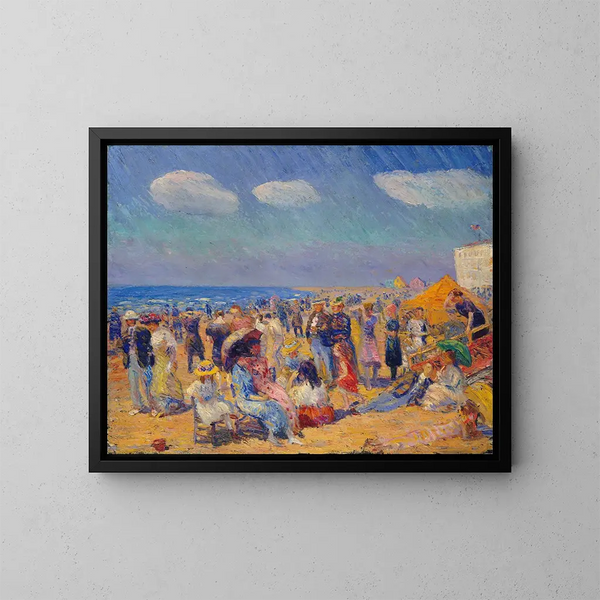 Tłum ludzi nad brzegiem morza - William James Glackens — oprawiony obraz na ścianie