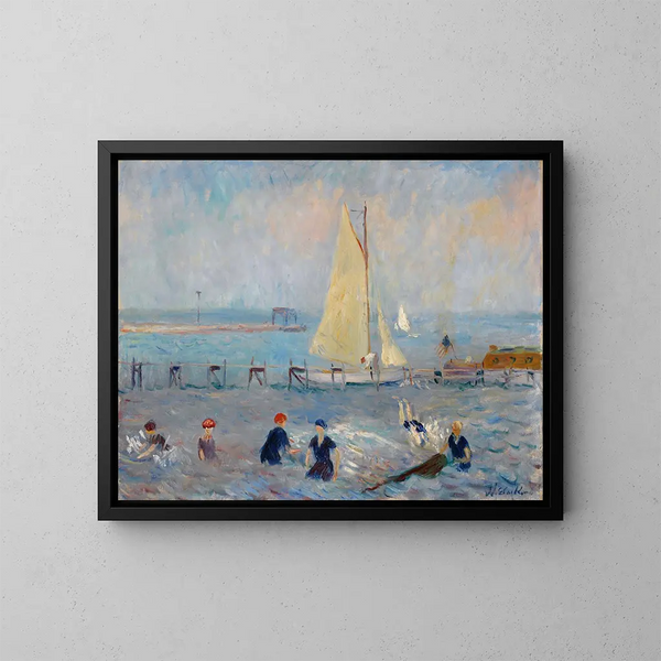 pejzażu morskiego z sześcioma pływakami w Bellport - William James Glackens — oprawiony obraz na ścianie