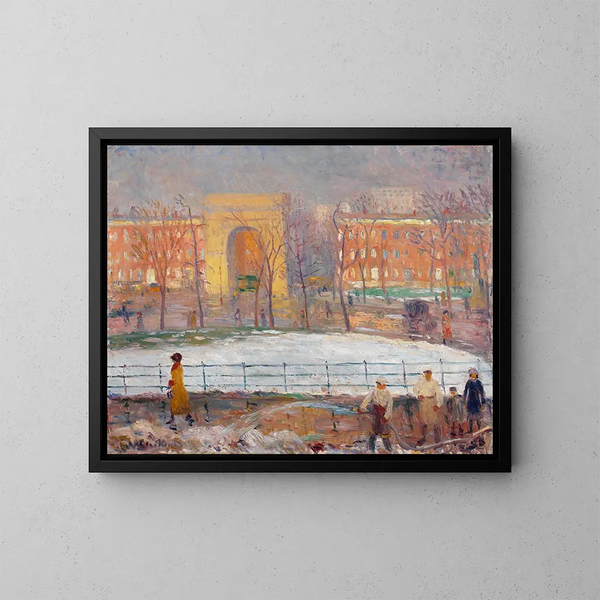 Les nettoyeurs de rue à Washington Square - William James Glackens — oprawiony obraz na ścianie