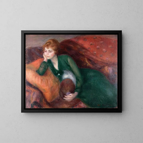 Młoda kobieta w zieleni - William James Glackens — oprawiony obraz na ścianie