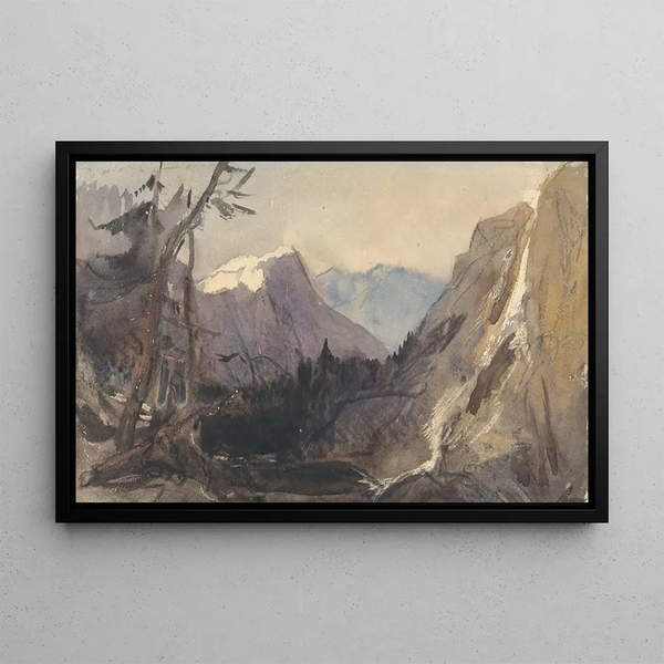 pejzaż alpejski możliwie Matterhorn - William James Müller — oprawiony obraz na ścianie