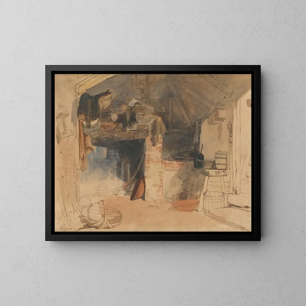 Studium rustykalnej sceny wewnętrznej - William James Müller — oprawiony obraz na ścianie