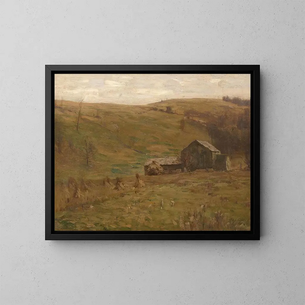 Pagórki na łąkach - William Langson Lathrop — oprawiony obraz na ścianie