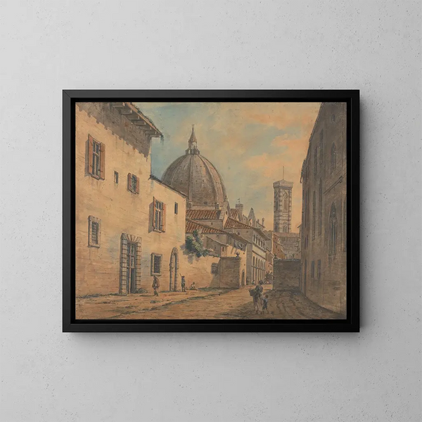 Ulica we Florencji z Duomo i Campanile w tle - William Marlow — oprawiony obraz na ścianie