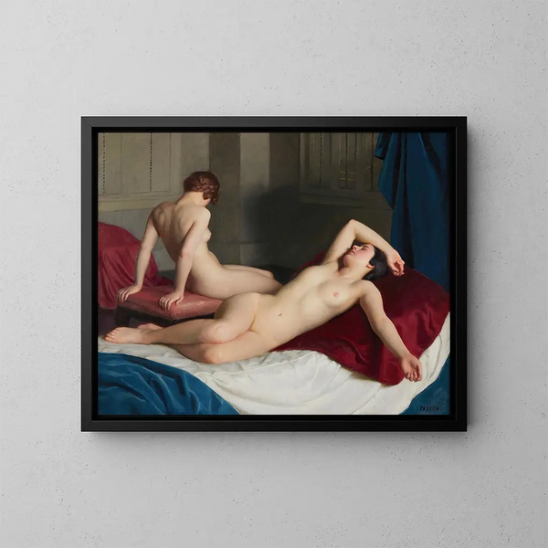 wnętrza z dwoma nagimi postaciami - William McGregor Paxton — oprawiony obraz na ścianie