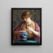 Le pot bleu - William McGregor Paxton — oprawiony obraz na ścianie