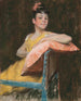 Dziewczyna w żółtym Żółta suknia - William Merritt Chase — widok dzieła