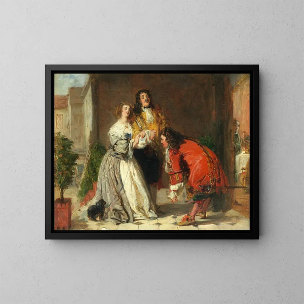 Scena z "Dżentelmena szlachcica" - William Powell Frith — oprawiony obraz na ścianie